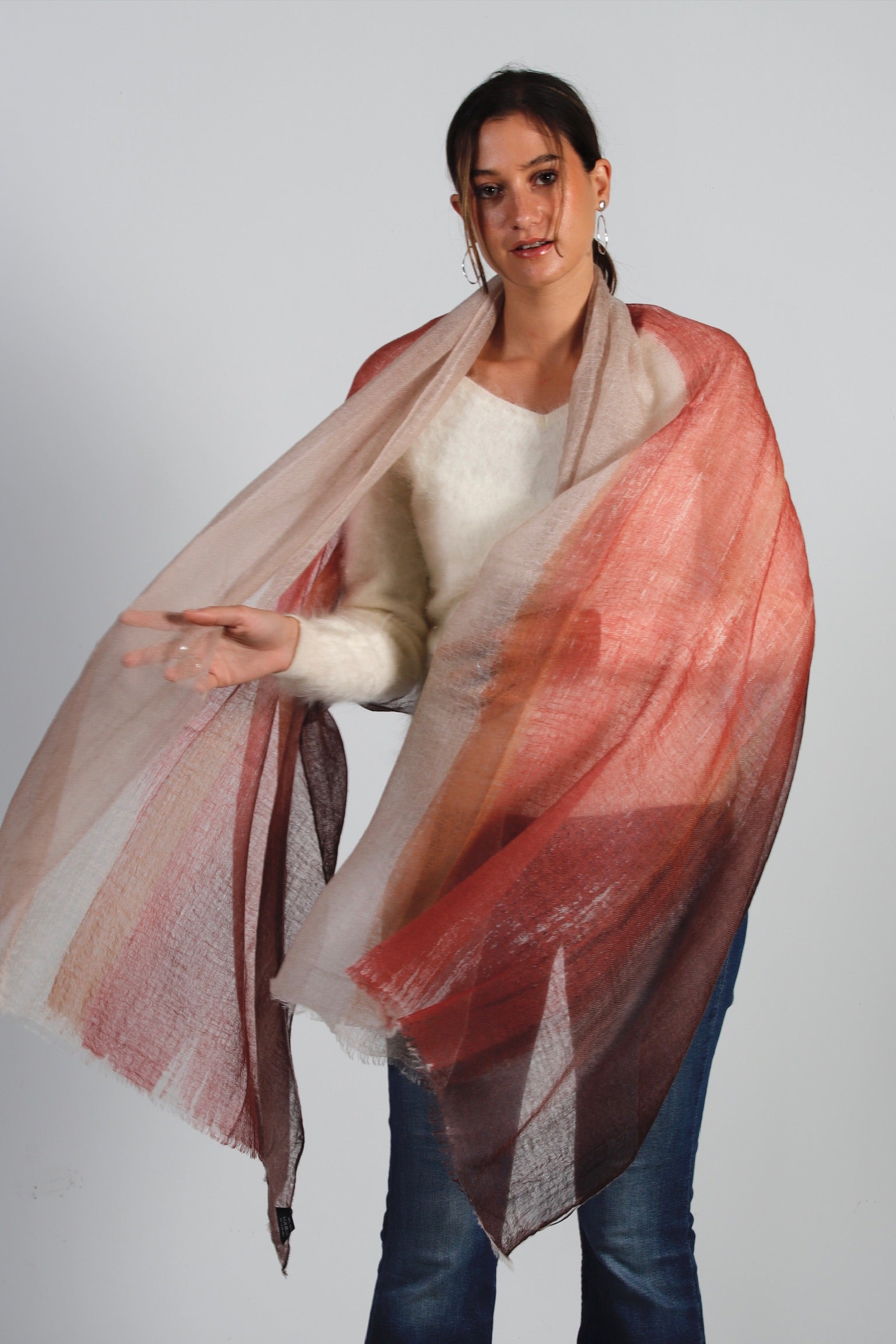 Foulard Feu du Tropique Cachemire Bordeaux