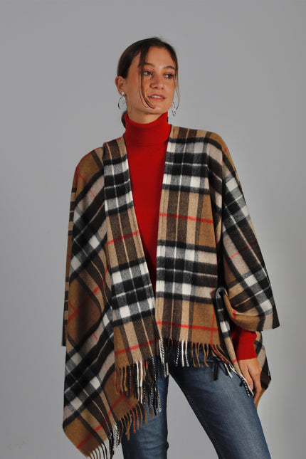 Ruana Tartan Camel Thompson