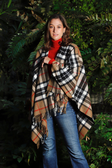 Ruana Tartan Camel Thompson
