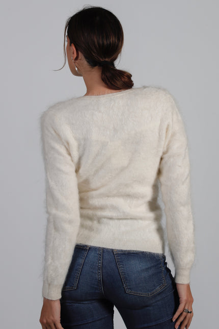 Pull col V cachemire brossé