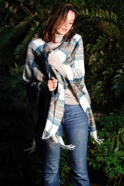 Ruana Tartan Muted Blue Stewart