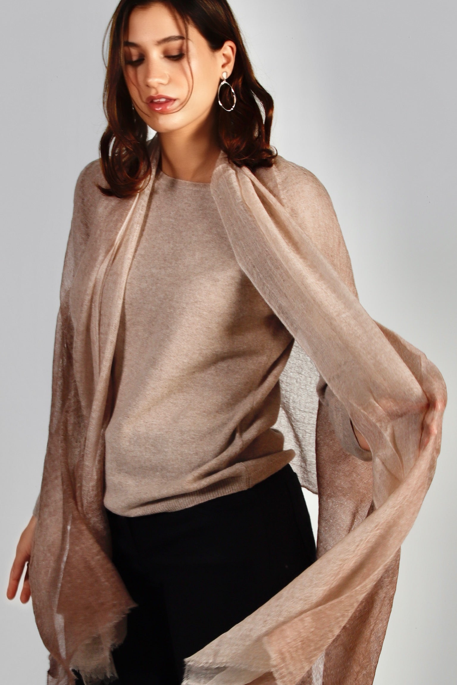 Foulard Feu du Tropique Cachemire Beige